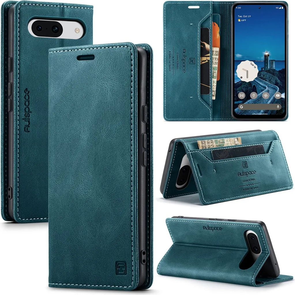 Cover Google Pixel 8A Blu con Stand - Protezione Slim in Ecopelle