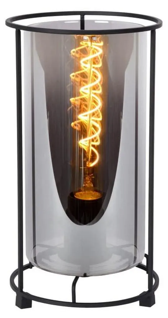 Lampe de bureau DOUNIA pour ambiance cocooning verre gris et noir