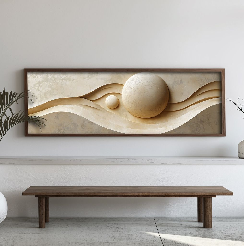 Wallity, EMR065, Dekoratives gerahmtes MDF-Gemälde, Mehrfarbig, 100 % MDF, 40 x 120 x 3,5 cm