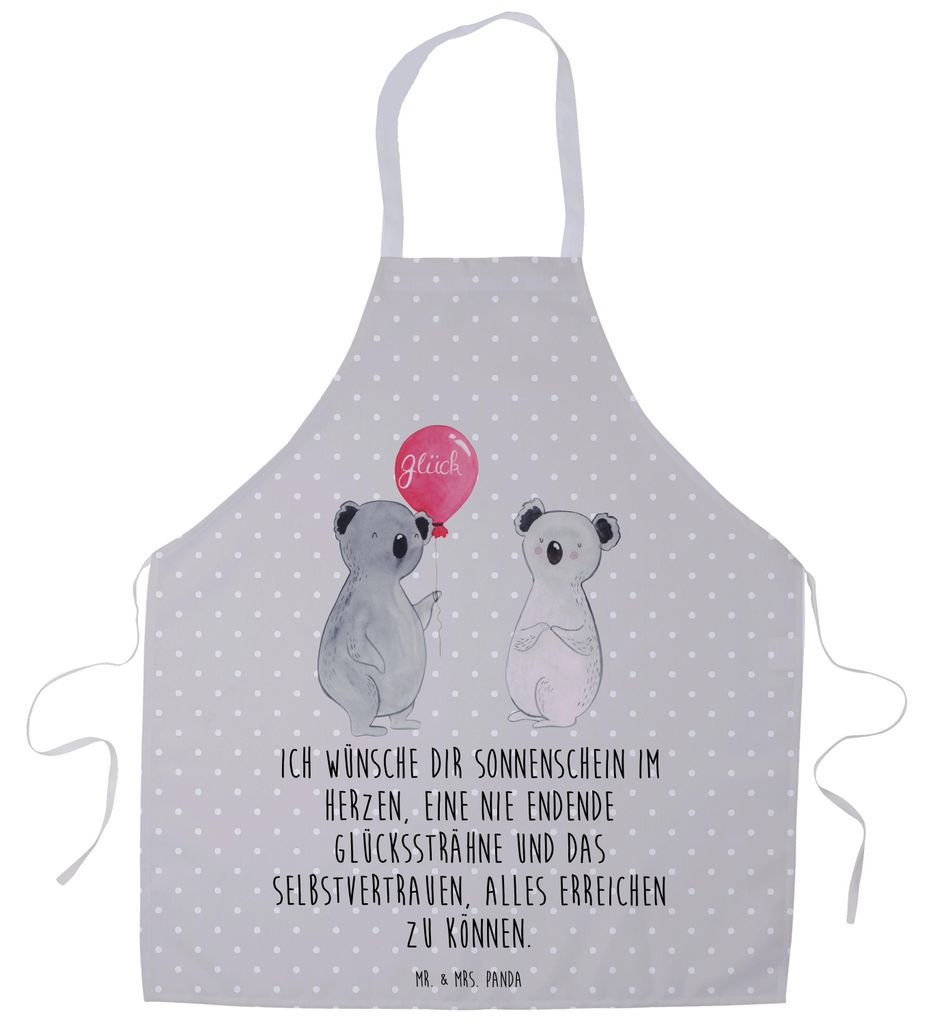 Mr. & Mrs. Panda Küchenschürze Koala Luftballon - Grau Pastell - Geschenk, Party, Grillschürze, Kochschürze, Schürze, Küchenzubehör, Backsch...