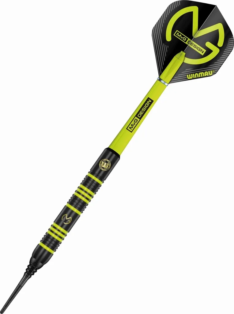 Fléchettes Winmau MvG Ambition 20g avec grip de précision et pointe soft