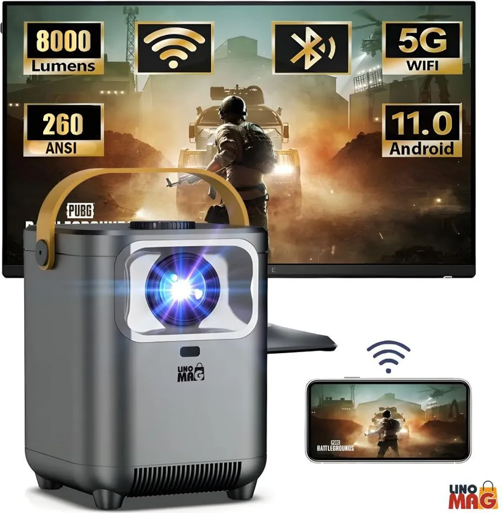 Vidéoprojecteur Portable 4K pour Streaming et Gaming avec Android TV