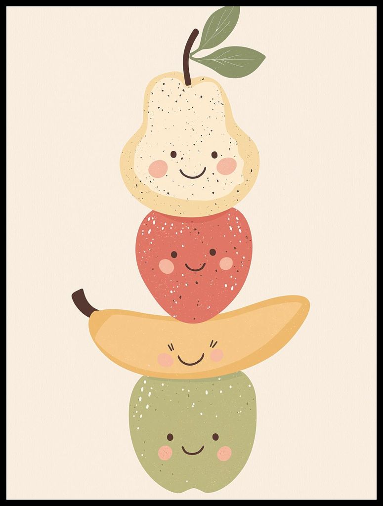 Poster 60x80cm Muster für Kinder, Mädchen und Jungen - Obst