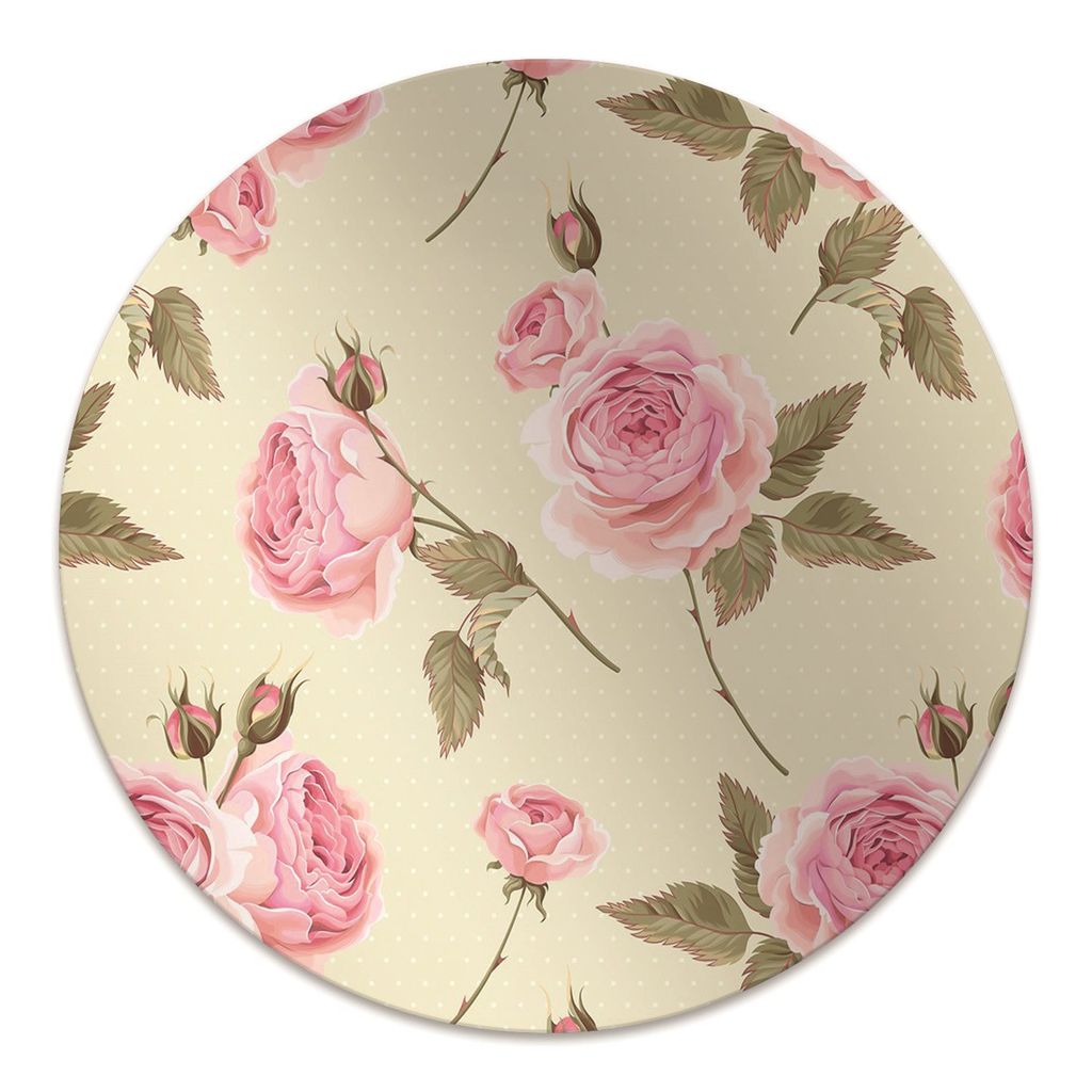 Rundmatte - Stuhlunterlage Bürostuhlunterlage - Rund Ø 100 cm - Bodenmatte - Fußmatte - Englische Rosen
