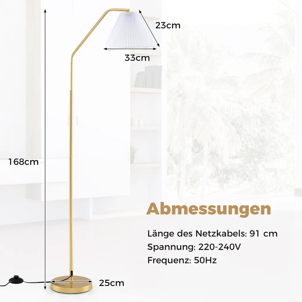 Lampe de Lecture sur Pied Dorée - Lampadaire à Arc Design avec E27 - 3