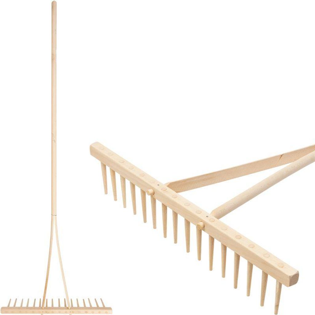 Holzrechen, 16 Zinken, für Heu, für Laub, Holzstiel Produktbild 