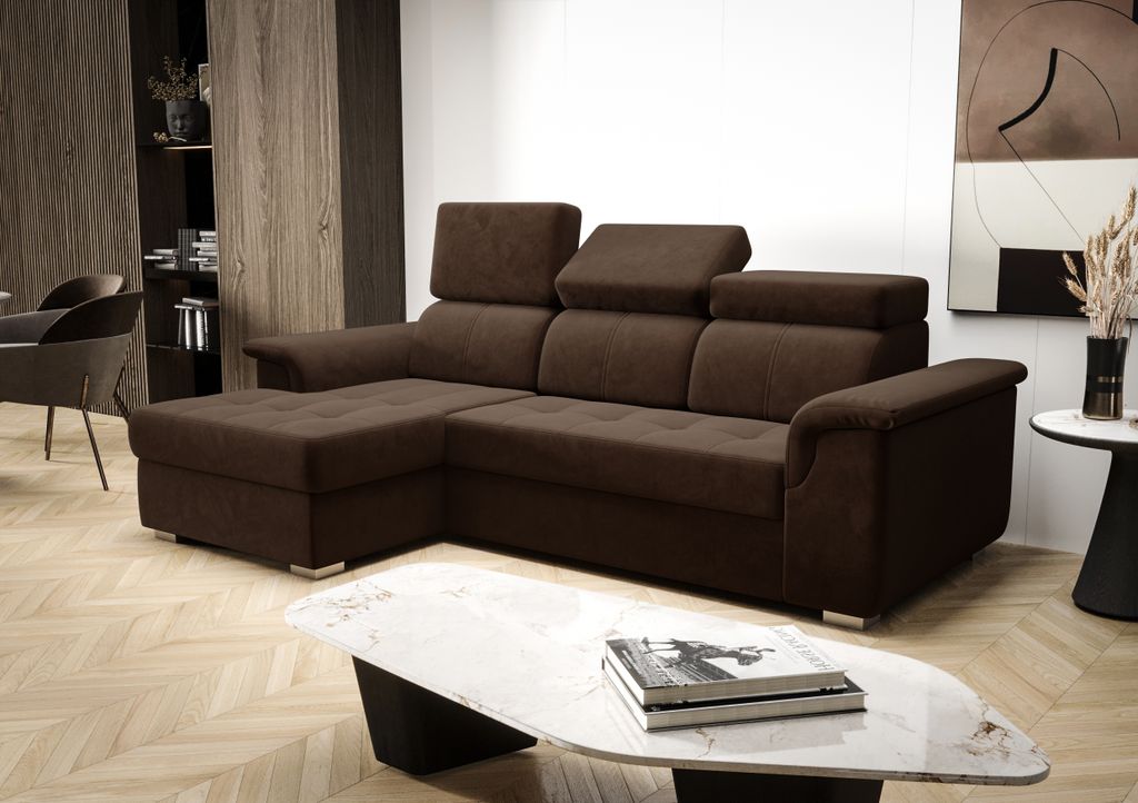 Ecksofa 247×165 cm Dunkelbraun Links Kronos 6 Kongo RBN06