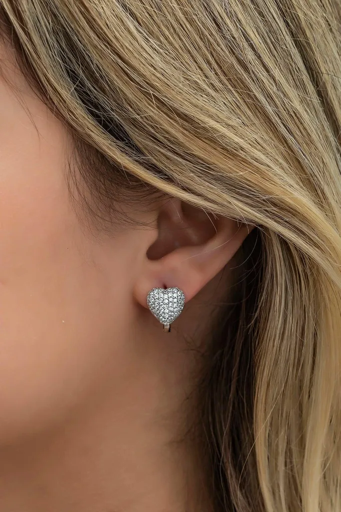 Boucles d'oreilles Cœur Argent Rhodié et Zirconium - Éclat Durable 925