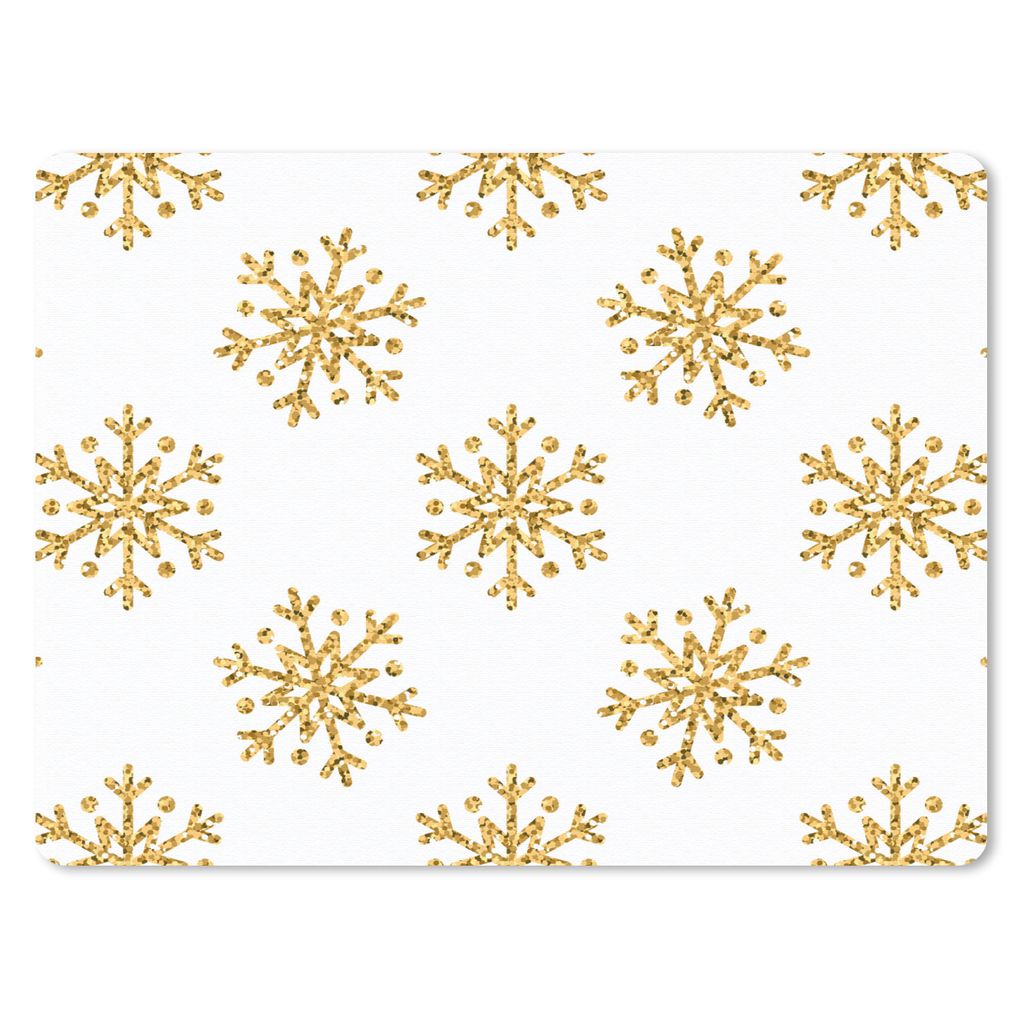 MuchoWow Mauspad Mousepad Schneeflocke - Gold - Glitter - Weihnachten - Design 23x19 cm - Mousepads - Maus Mat - Pad - Mausunterlage - Schreibtis...
