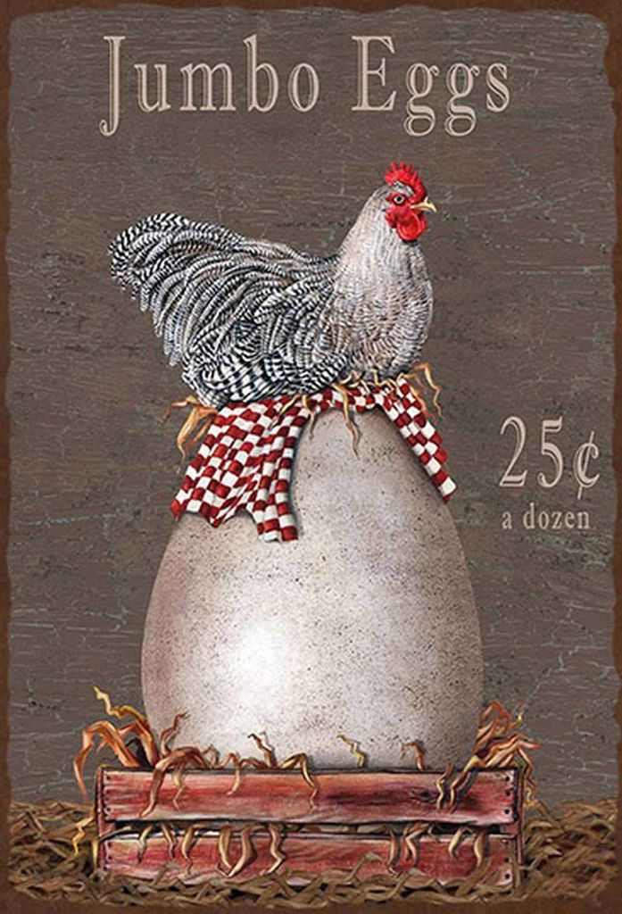vianmo Holzschild 30x20 cm Huhn jumbo Eggs 25 c a dozen Tier Haustier