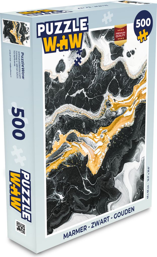 MuchoWow Puzzle 500 Teile Marmor - Schwarz - Golden - Denken - Spiel - Toy