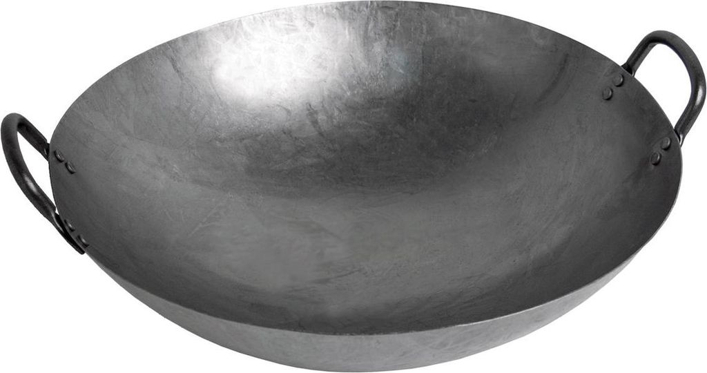 Wok Pfanne 30 cm Ø runder Boden 2 Griffe für Gasherd & Induktionsmulde Kohlenstoffstahl