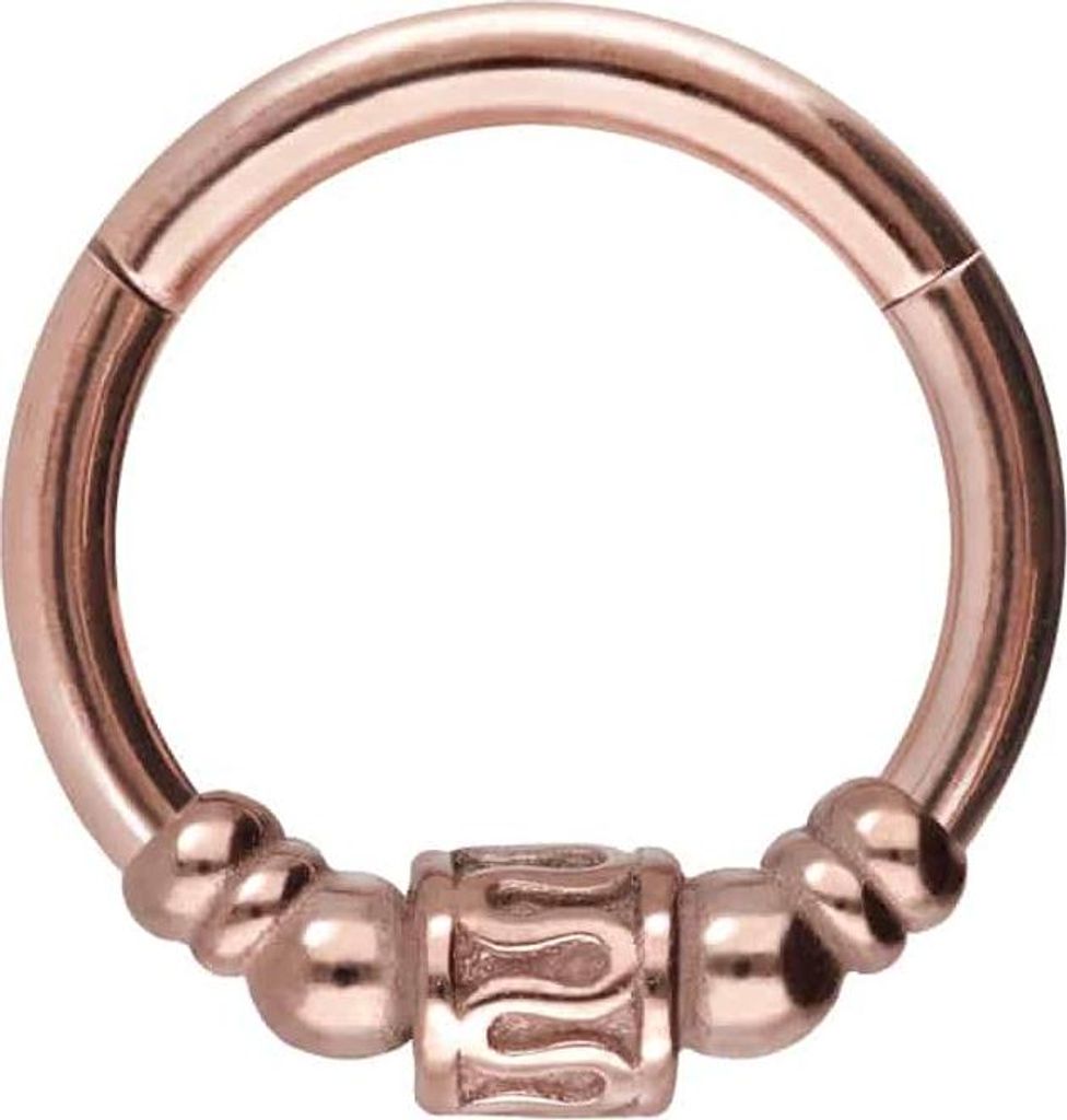 Ohrpiercing, Nasenpiercing, Septum Piercing Chirurgenstahl Segmentring Clicker ETHNO-DESIGN RoséGold Innendurchmesser: 10 mm