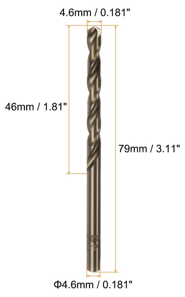 10 Stš¹ck Metallbohrer 4,6 mm M35 HSS Cobalt Spiralbohrer Werkzeug fš¹r Edelstahl, Kupfer, Holz, Kunststoff und andere harte Materialien