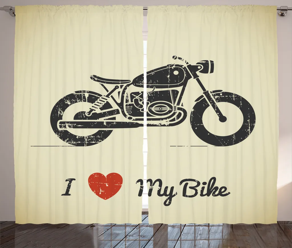 Rideau Rustique Vintage ABAKUHAUS Moto Grunge 280x225 cm Gris Kaki