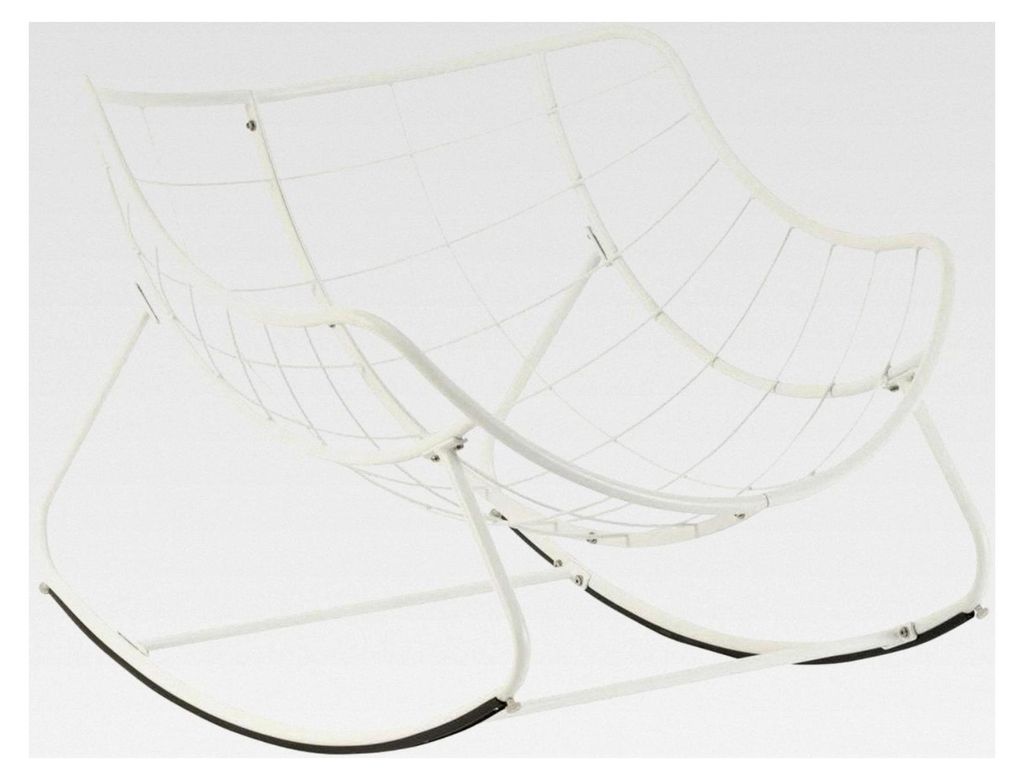 Schaukel-Ei-Sessel Beige & Weiß - 96 x 84 x 109 cm - Rostfreier Stahl - Gartenmöbel für Terrasse, Balkon, Patio