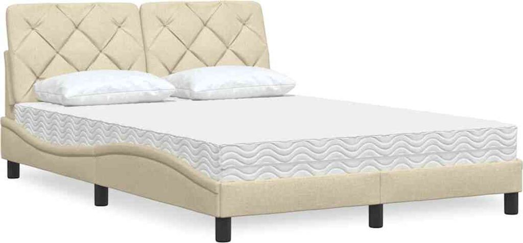 Maison Exclusive - Bett mit Matratze Creme 140x190 cm Stoff
