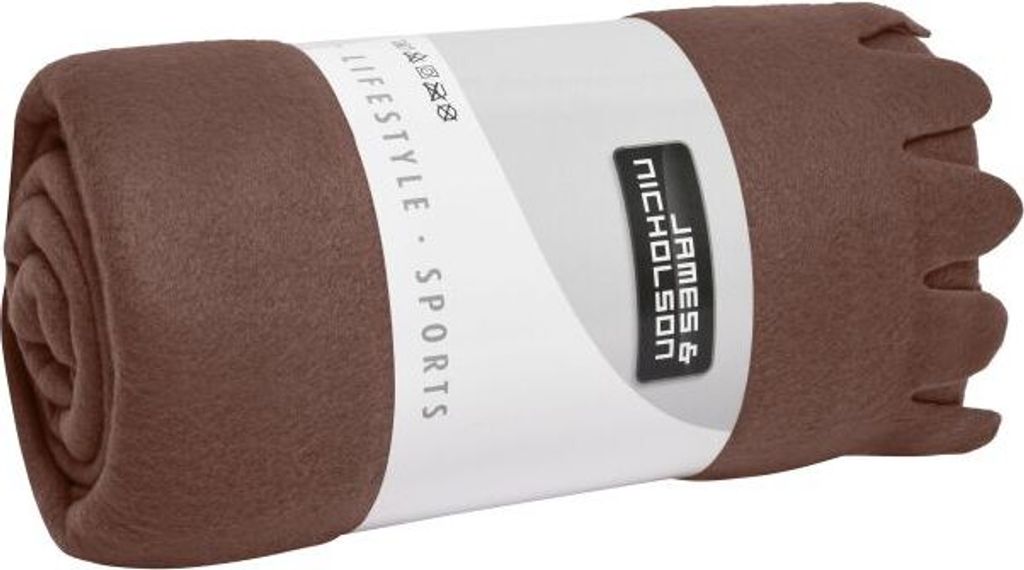 Fleecedecke mit abgerundeten Fransen brown, Gr. one size