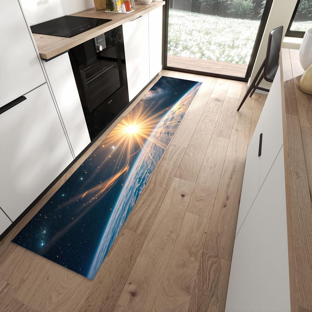 Küchenteppich 60x270cm rutschfest & abwischbar PVC Läufer - Erde von Sonnenaufgang