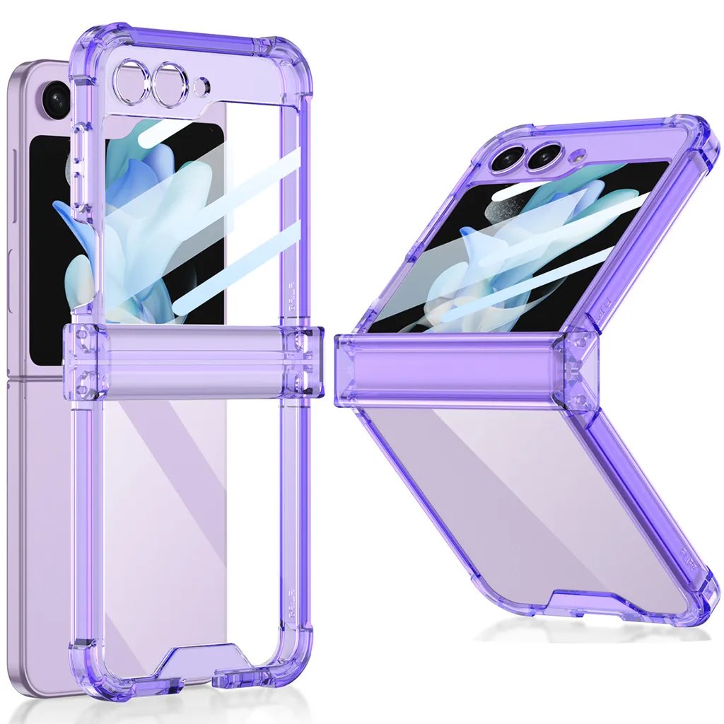 Custodia Elegante Viola per Galaxy Z Flip 5 Trasparente e Chic