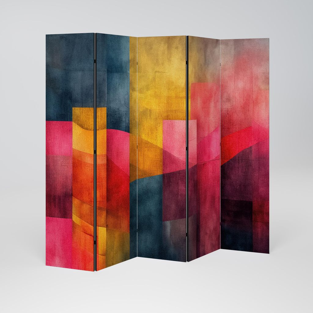 SpaceRebels Paravent Raumteiler - 5-teilig Raumtrenner, Druck 2-Seite - Raumtrenner - Trennwand Wohnung - Room Divider - Spanische Wand Deko Modern...