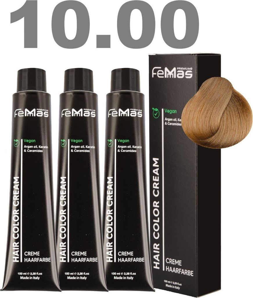 FemMas Haarfarbe mit Arganöl Hell Lichtblond Int. 10.00 | 3x 100 ml