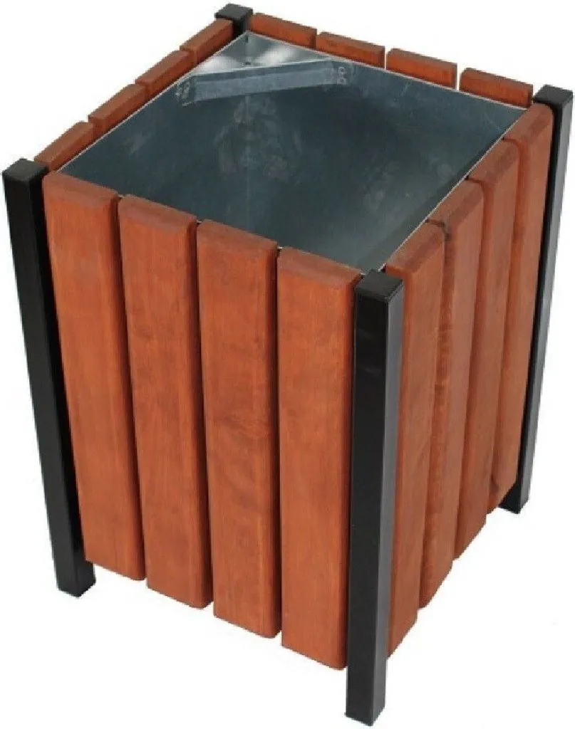 Poubelle Extérieure 45L Modèle Erable 9571 - Design Bois et Acier Robuste