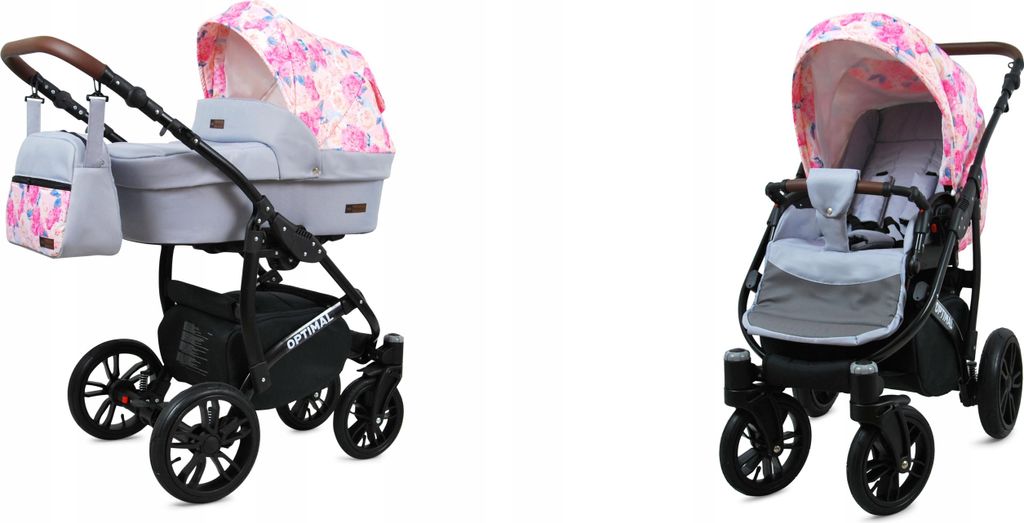 BabyLux Optimal | 2in1 Kinderwagen Set | Peony And Rose | Kombikinderwagen | Kinderwagenset | B