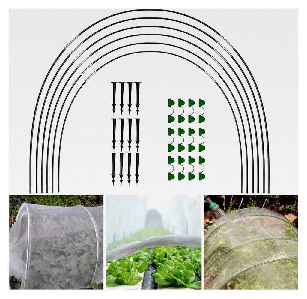 Tunnelbögen für Gewächshäuser, Pflanzenabdeckung, hoher Gartenstützrahmen, 18 Stück (6 Stück)