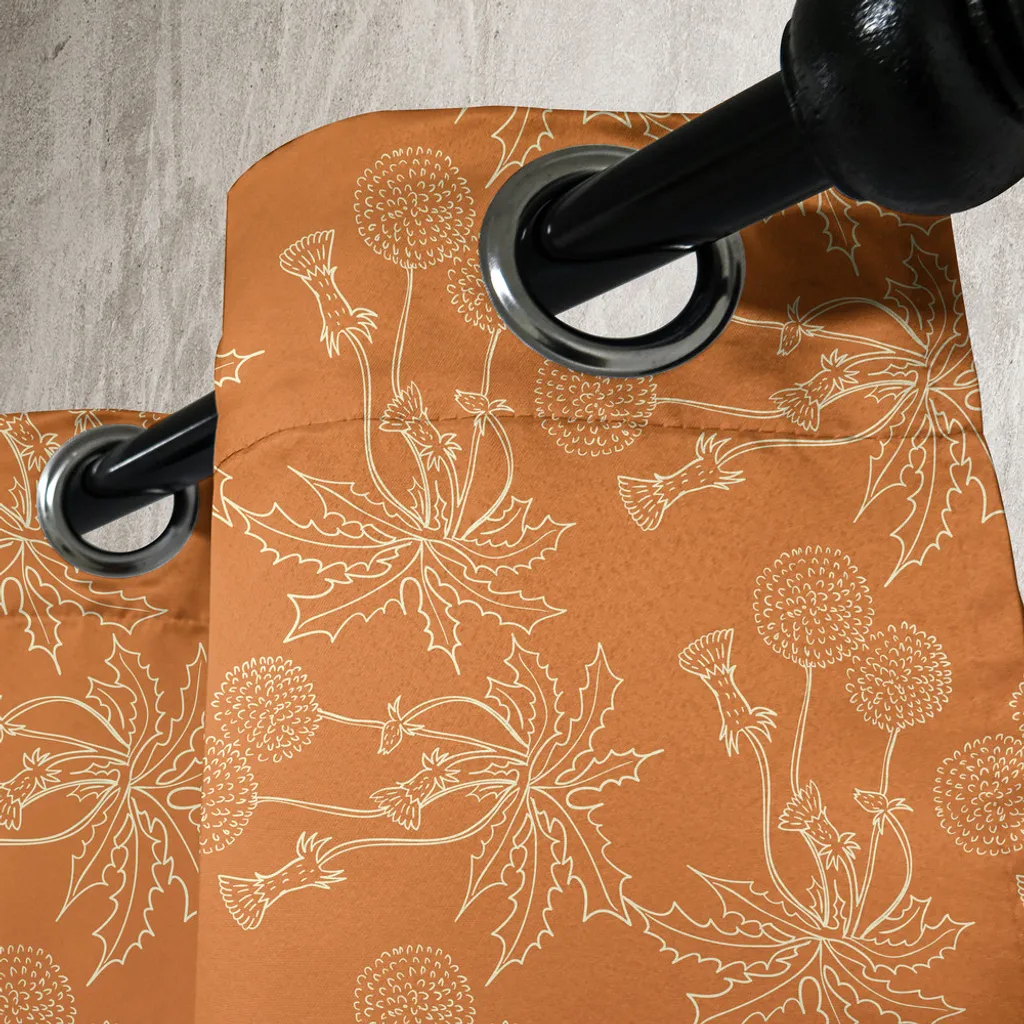 Rideau à œillets motifs coquelicots orange brûlé textile haute qualité - 3