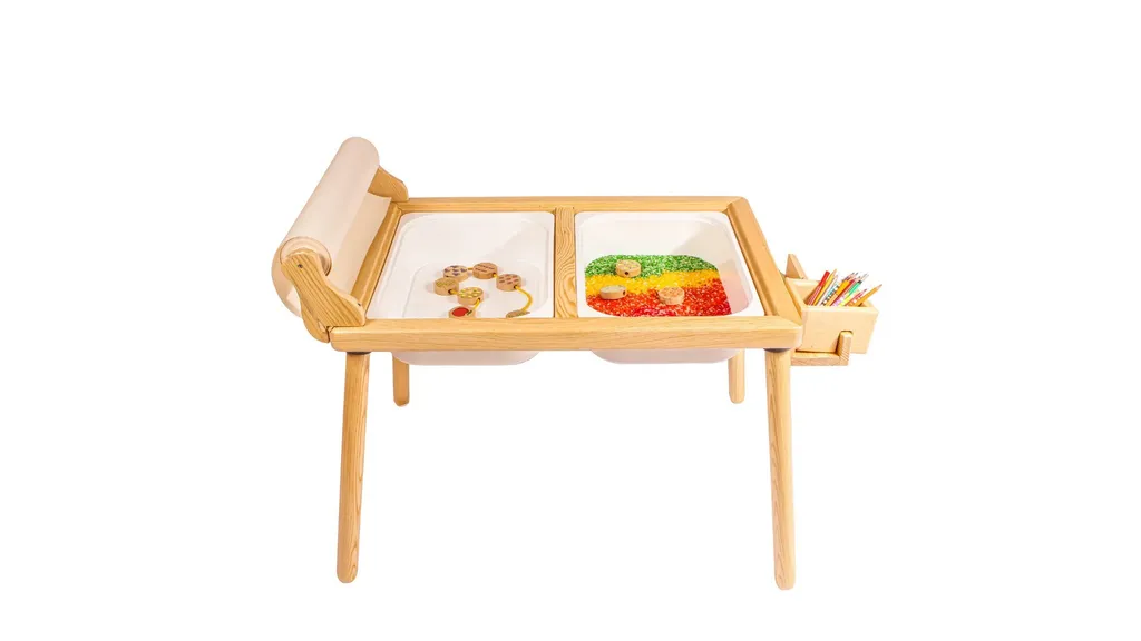 Table de Jeux pour Chambre d'Enfant en Pin et Chêne 53x74 cm - Roll