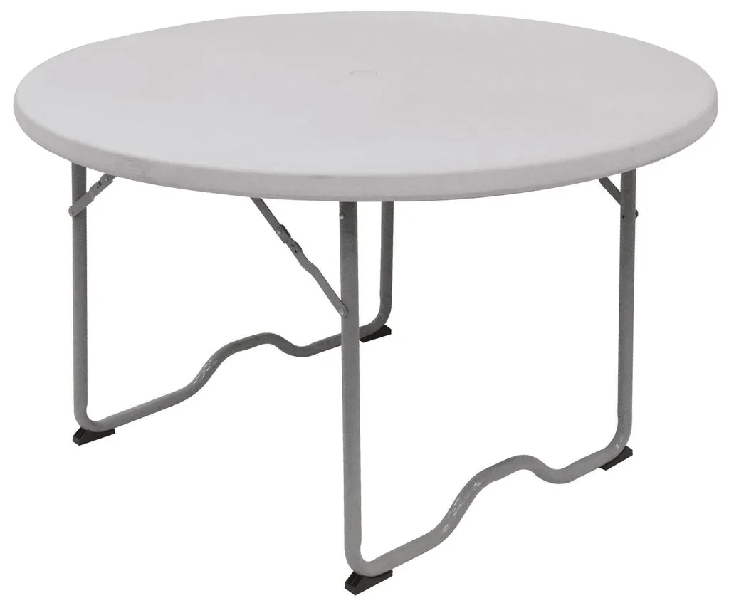 Table pliante ronde 115 cm : gain de place et rangement ultra rapide