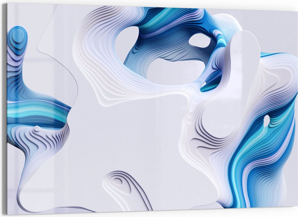 DEQORI Glasbild Echtglas 90x60 cm 'Digitale Farblamellen' Wandbild Bild modern Deko