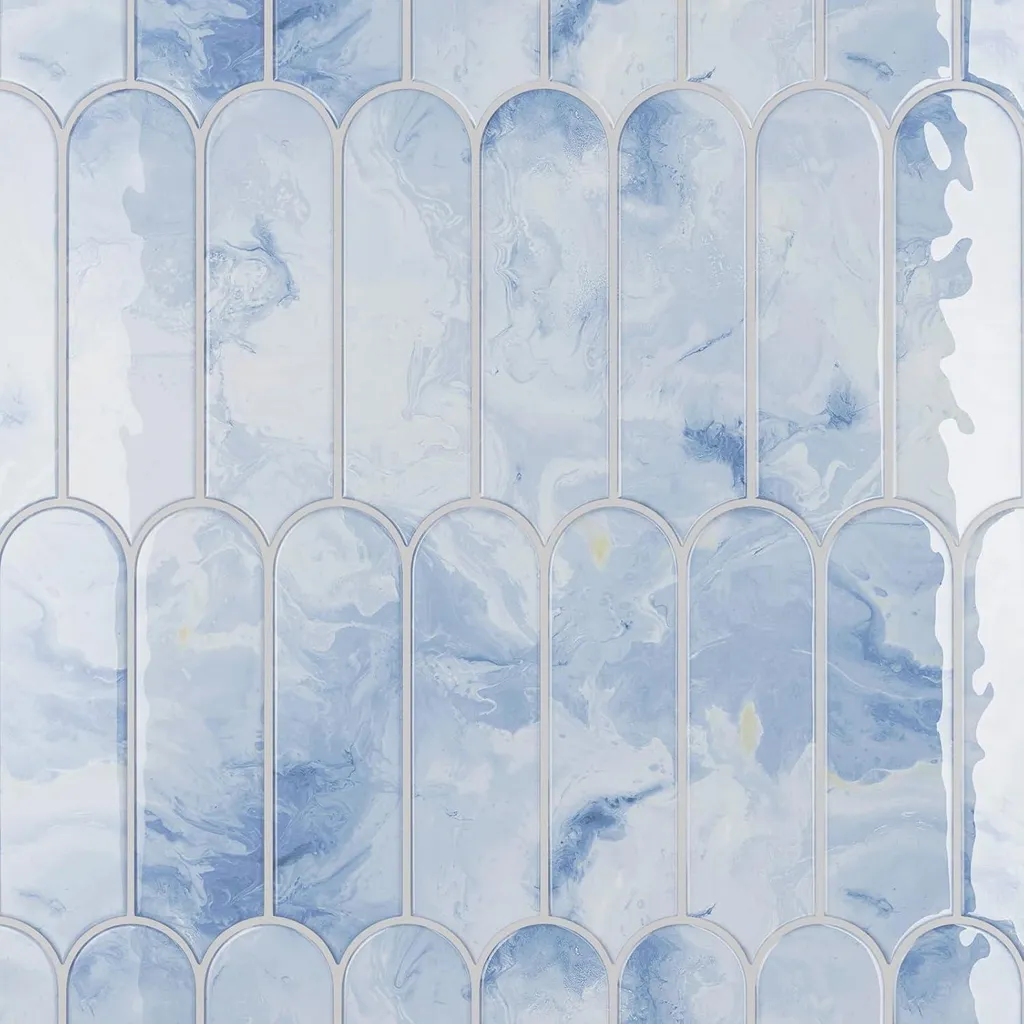 Pannelli Adesivi 3D Blu per Cucina e Bagno - 20 Pezzi 30,5x30,5 cm - 4