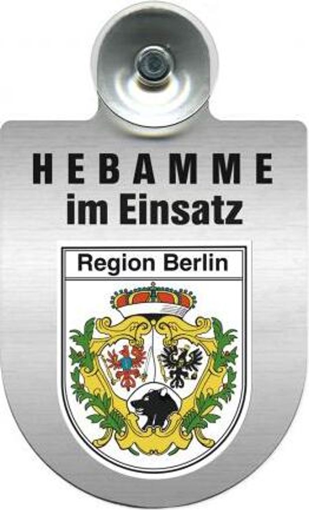 Einsatzschild Windschutzscheibe incl. Saugnapf -Hebamme im Einsatz - incl. Regionen nach Wahl - 309357 - Color - Region Berlin