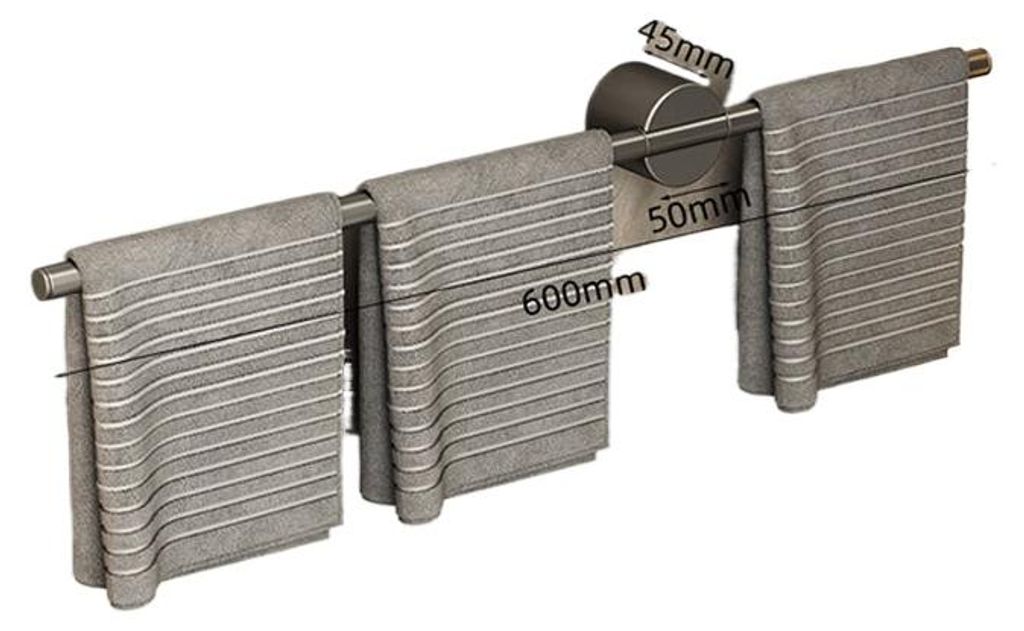 Handtuchhalter fürs Badezimmer ohne Bohren – minimalistischer Handtuchstangenhalter in Gunmetal-Grau, 60 cm