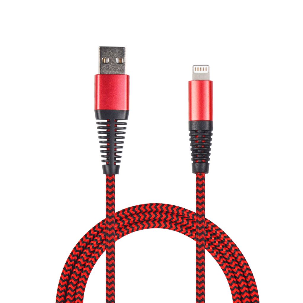 2GO USB Lade-/Datenkabel Lightning 1m Nylon rot PET-Verp.