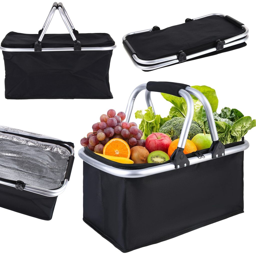 Große Thermo-Picknicktasche, Strandkühler, faltbarer Touristenkorb