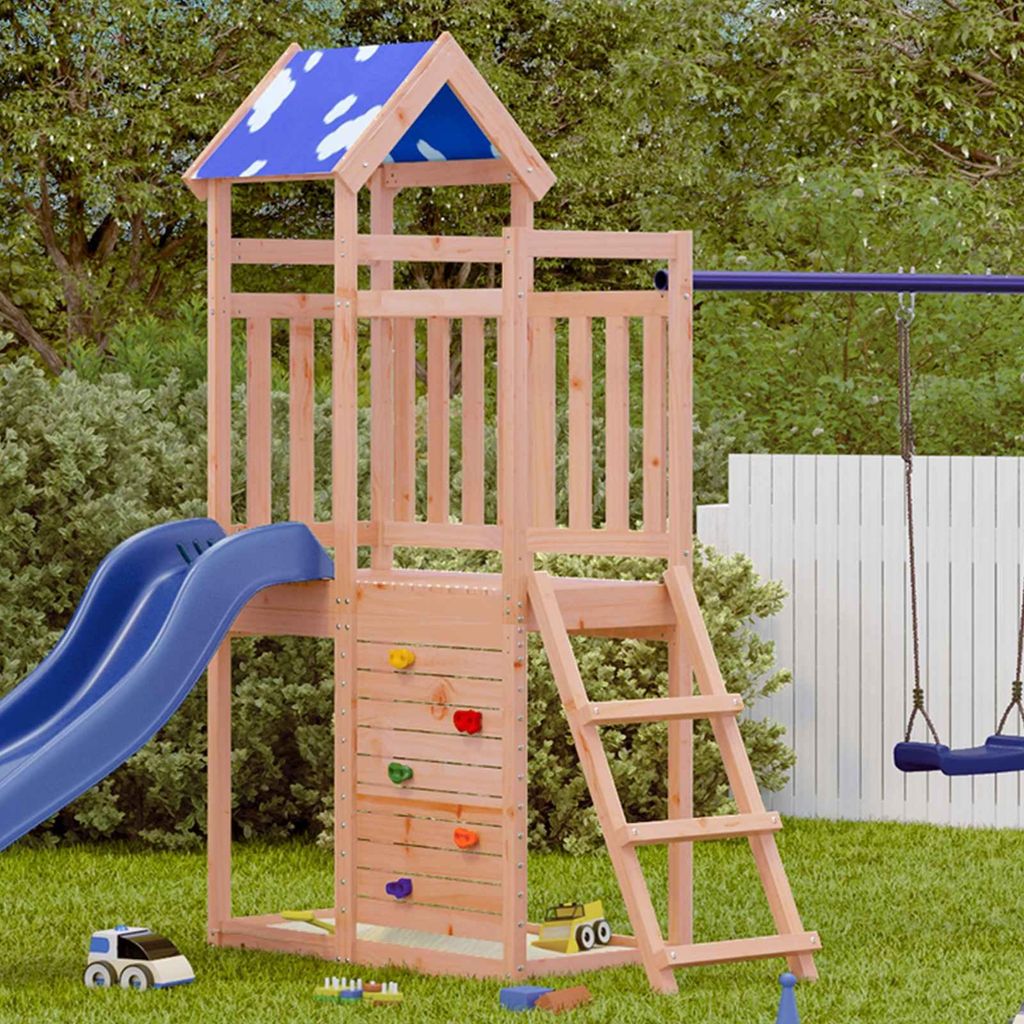 vidaXL Hrací věž hnědá 110,5 x 52,5 x 215 cm Masivní dřevo Obrázek produktu 
