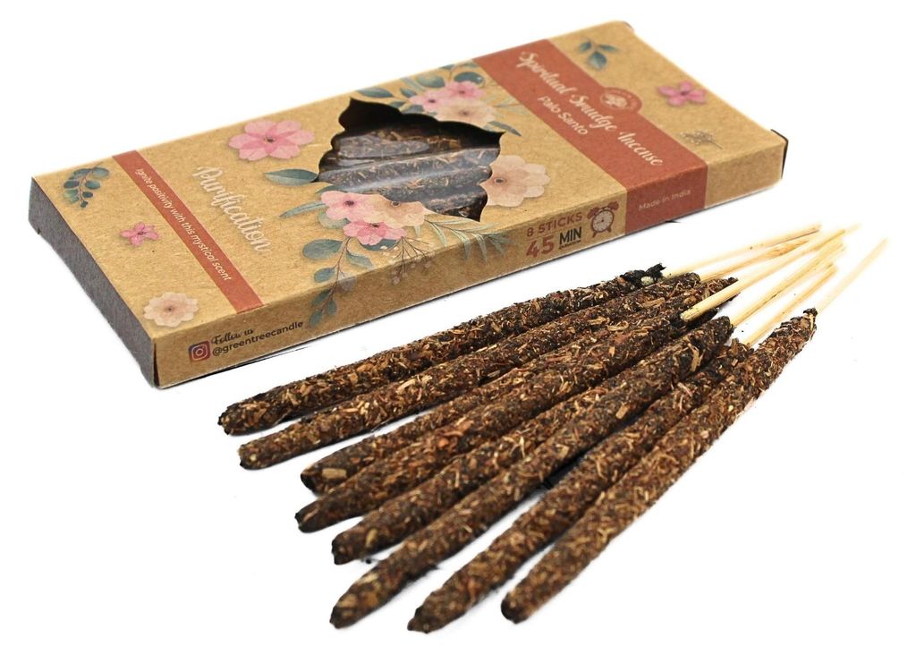Green Tree Spiritual Smudge Räucherstäbchen "Purifying Palo Santo", 8 dicke Stäb