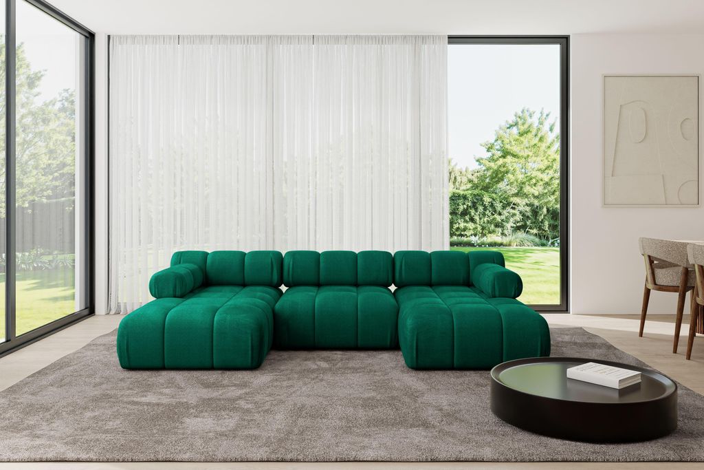 ALTDECOR Modulares Sofa Ecksofa in U-Form - Tesso-U1 - 285x160x70 cm Dunkelgrün Corner modular Sofa Eckcouch Couch Wohnlandschaft Cauchsofa Polste...