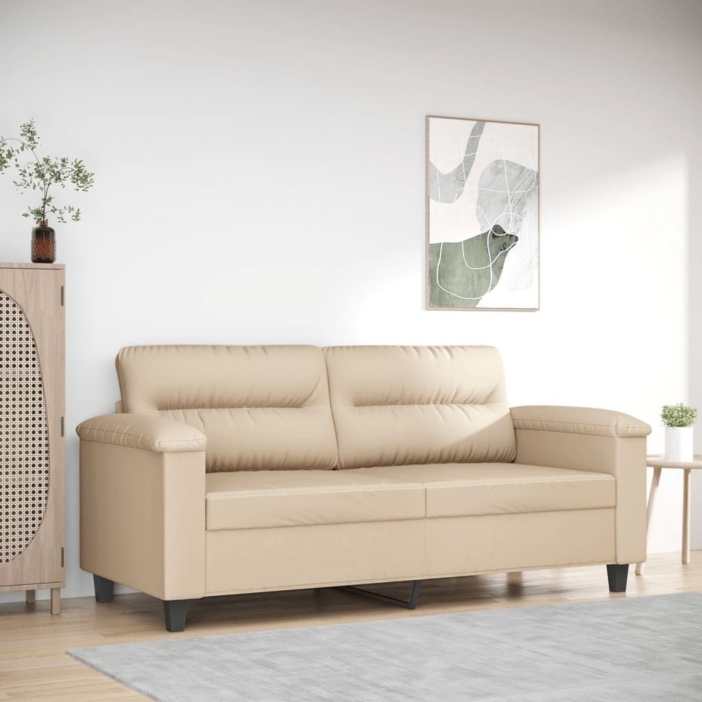 Design 2-Sitzer-Sofa Creme 140 cm Mikrofasergewebe, Schlafsofas 2024 Neu