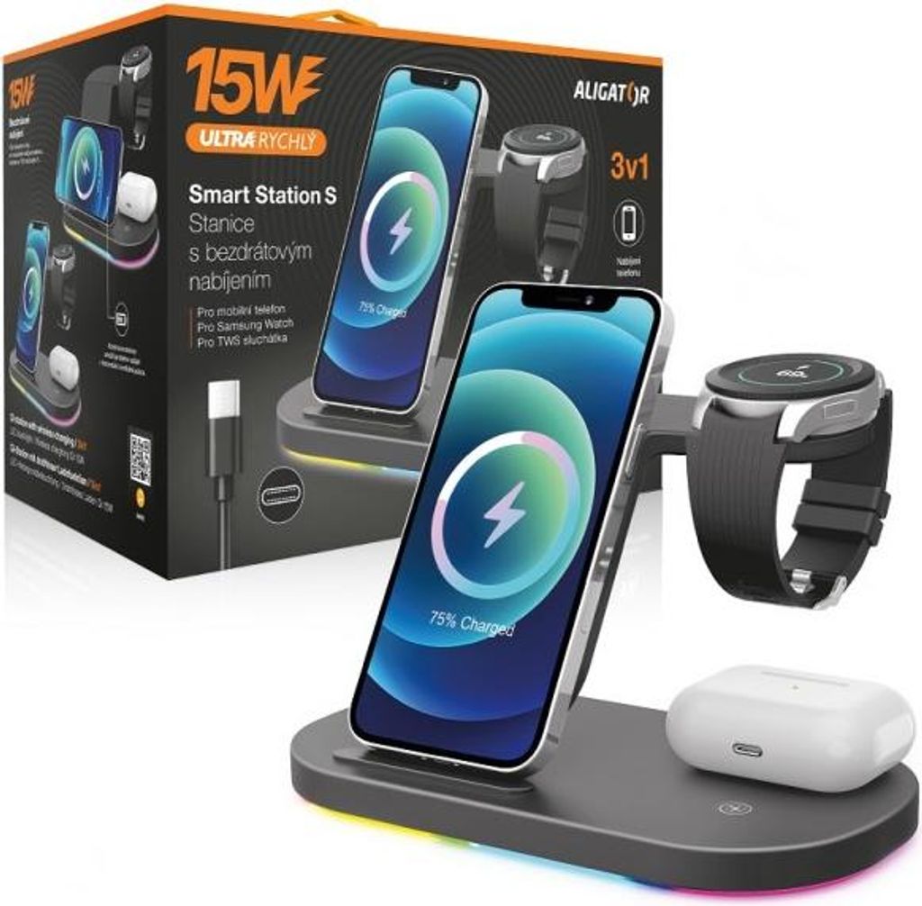 Aligator Smart Station S mit 3-in-1-Wireless-Charging, 15 W