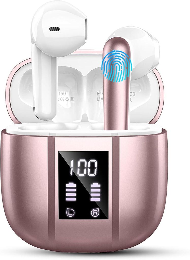 In-Ear-Kopfhör,Bluetooth 5.3, Noise Cancelling In Ear, IP7 Wasserdicht Wireless Kopfhörer mit Mikrofon, 40H Immersiver Deep Bass, Digitale LED-An...