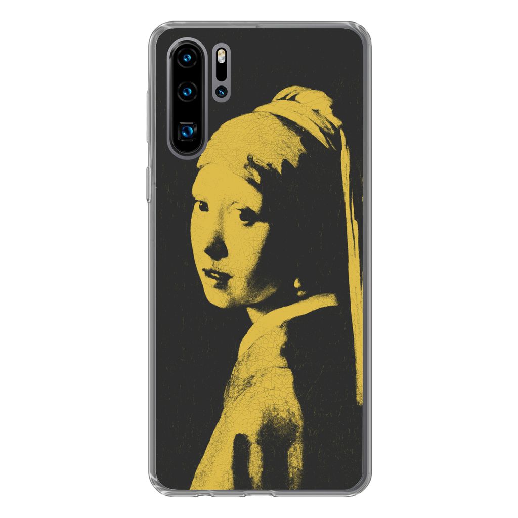 MuchoWow Handyhülle Schutzhülle Hülle für Huawei P30 Pro Mädchen mit Perlenohrring - Vermeer - Schwarz - Gelb Silikon Softcase Handy Hülle ...