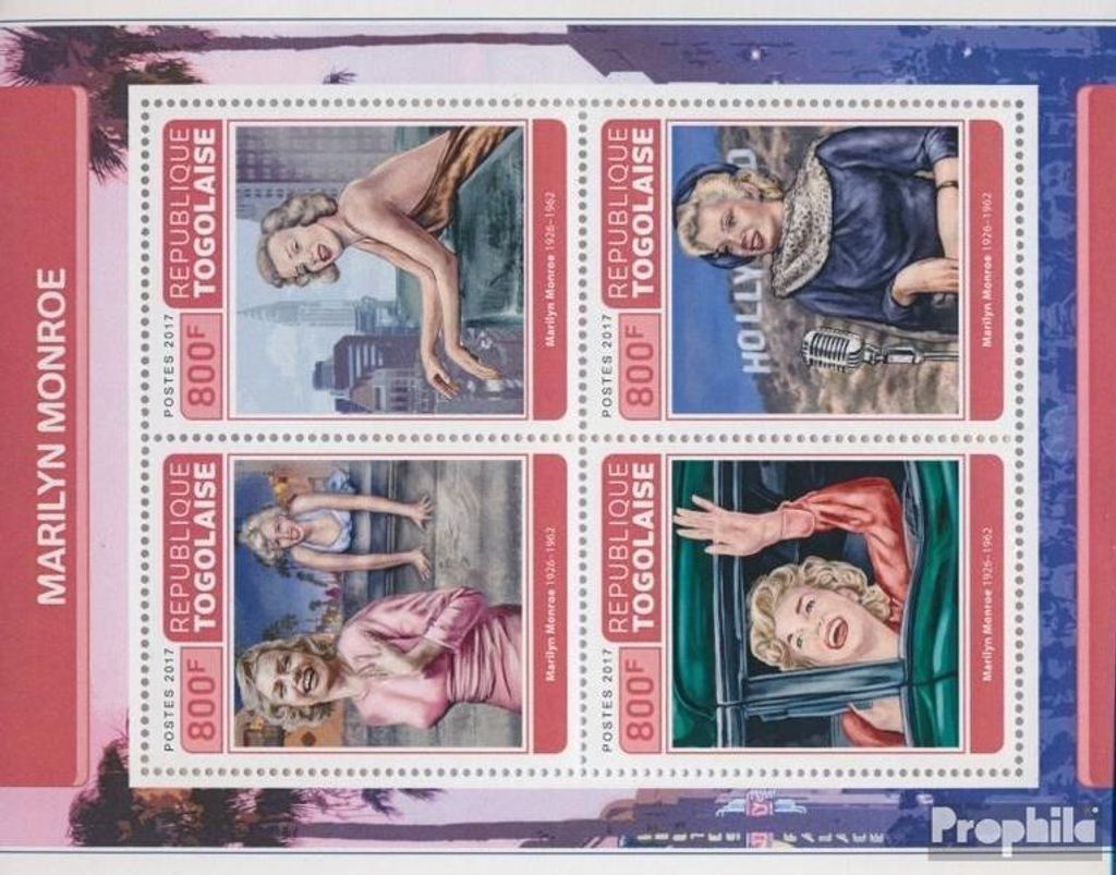 Briefmarken Togo 2017 Mi 8264-8267 Kleinbogen (kompl. Produktbild 