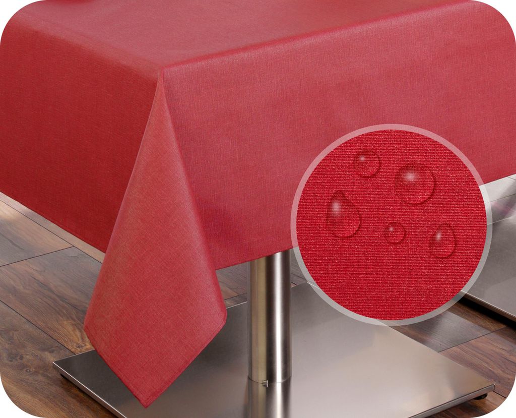 Tischdecke Tischläufer Leinen Struktur aus Baumwolle abwischbar, Farbe und Größe wählbar,Rot