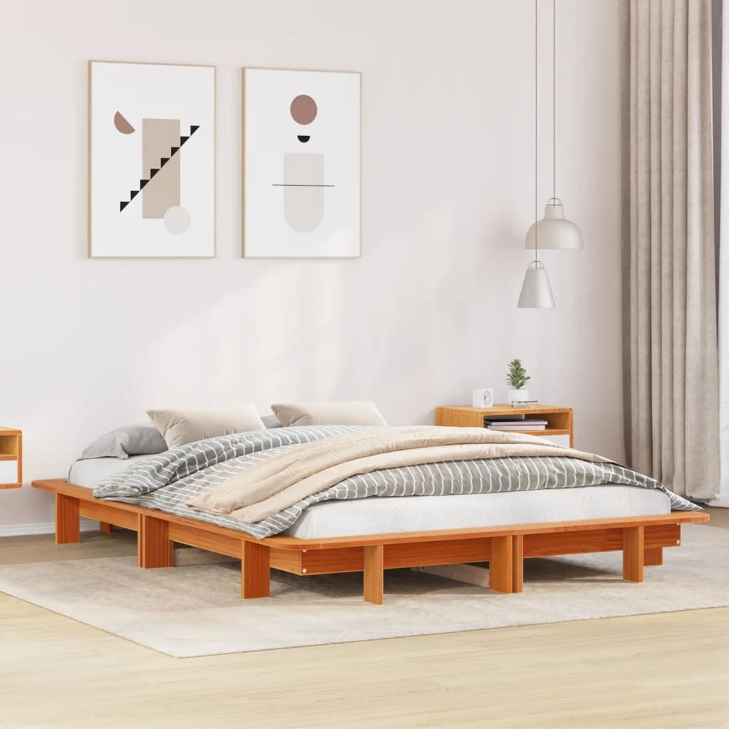 "2026 Promotion" Massivholzbett Schlafzimmer - ohne Matratze - Wachsbraun 120x190 cm - Kiefernholz - Polsterbett CC30777