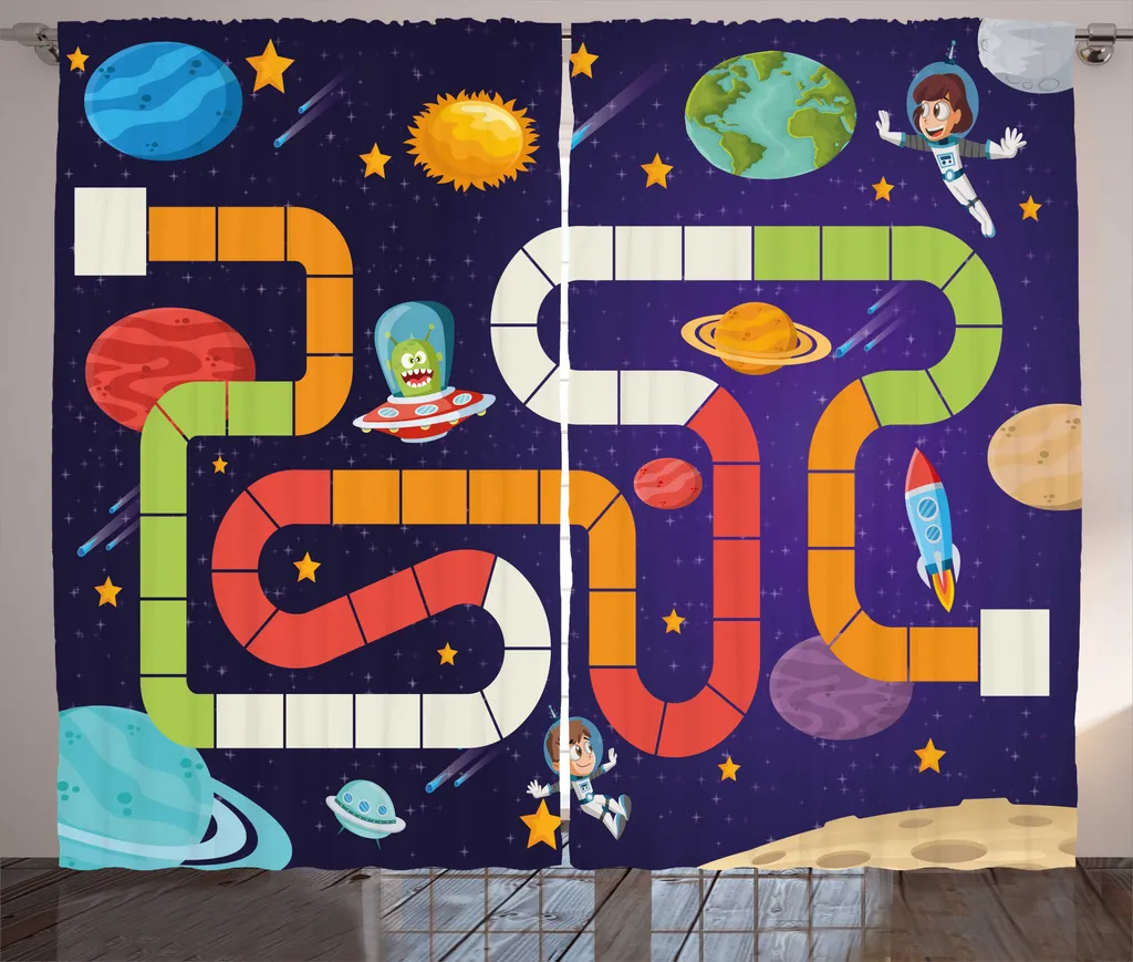 Rideaux de Salon Enfant pour Grande Fenêtre Indigo et Multicolore 280x225