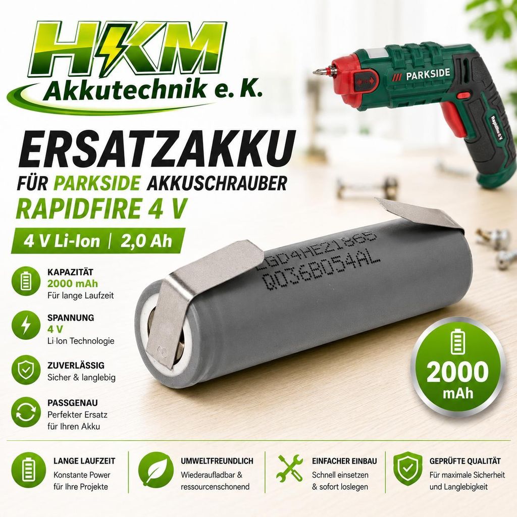 Ersatzakku für Parkside Akkuschrauber Rapidfire 4 V Li- 2 Produktbild 
